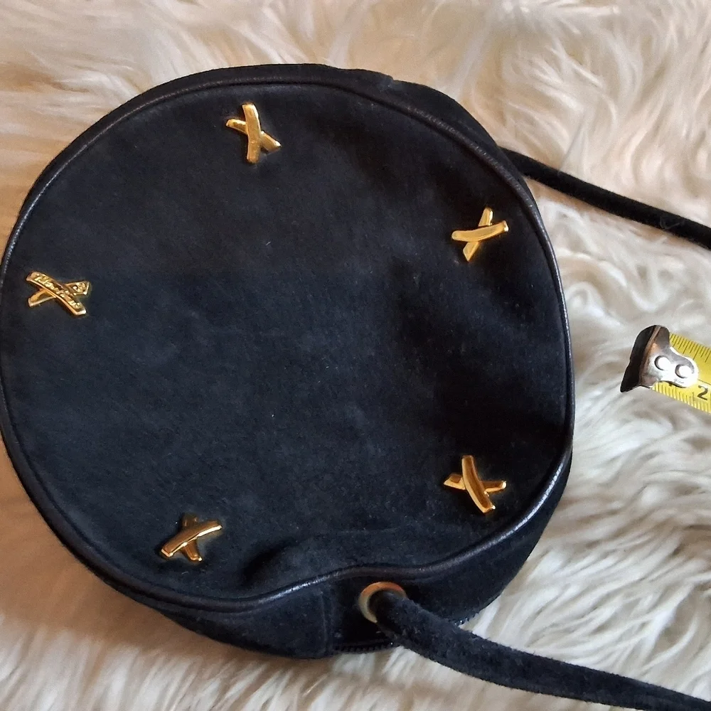 Paloma Picasso rare navy suede round x bag